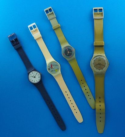null SWATCH, lot de 4 montres comprenant les modèles suivants :

-White Memphis (Bracelet...