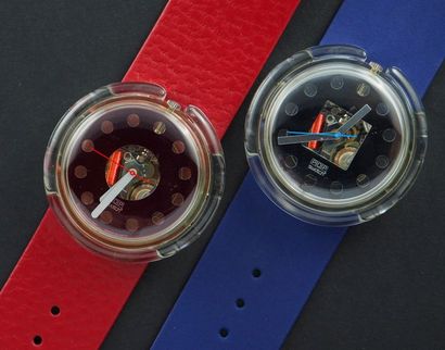 null SWATCH, lot de 2 montres comprenant les modèles suivants :

-Secret Red référence...