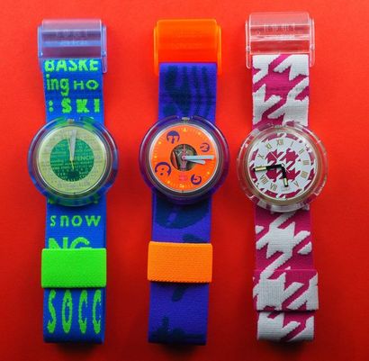 null SWATCH, lot de 3 montres comprenant les modèles suivants :

-Sport Pourri référence...