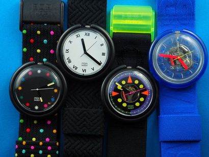 null SWATCH, lot de 4 montres comprenant les modèles suivants :

-Star Parade référence...