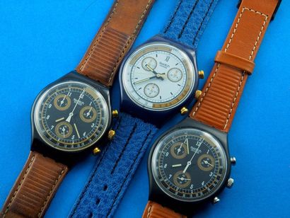 null SWATCH, lot de 3 chronographes comprenant les modèles suivants :

-Skiper référence...