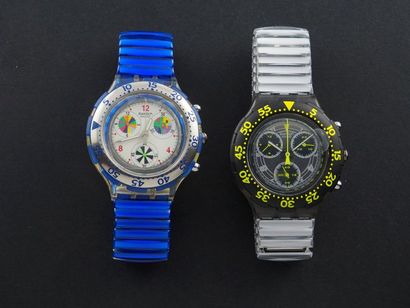 null SWATCH, lot de 2 montres chronographe de plongée comprenant les modèles suivants...