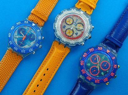 null SWATCH, lot de 3 montres chronographe de plongée comprenant les modèles suivants...