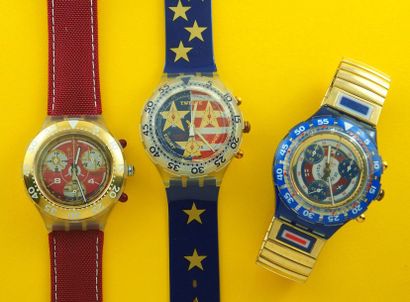 null SWATCH, lot de 3 montres chronographe de plongée comprenant les modèles suivants...