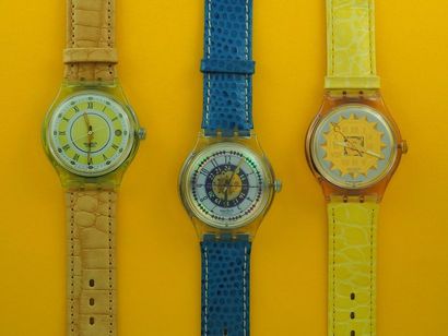 null SWATCH, lot de 3 montres automatiques comprenant les modèles suivants :

-Avenida...