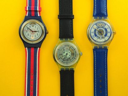 null SWATCH, lot de 3 montres automatiques comprenant les modèles suivants :

-Time...