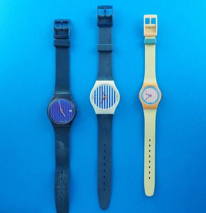 null SWATCH, lot de 3 montres comprenant les modèles suivants :

-Blue Note (Bracelet...