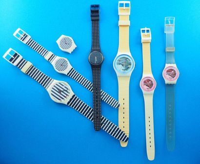 null SWATCH, lot de 7 montres comprenant les modèles suivants :

-Deauville (Bracelet...
