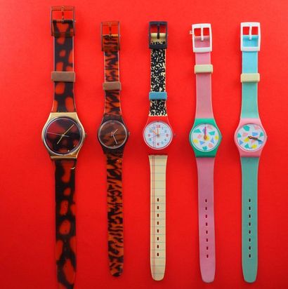 null SWATCH, lot de 5 montres comprenant les modèles suivants :

-Sloan Ranger (Bracelet...