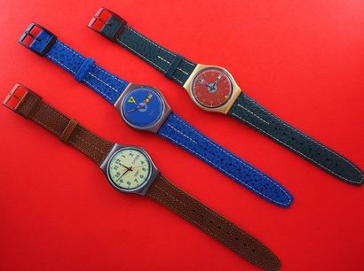 null SWATCH, lot de 3 montres comprenant les modèles suivants :

-High Flyer (Jours...