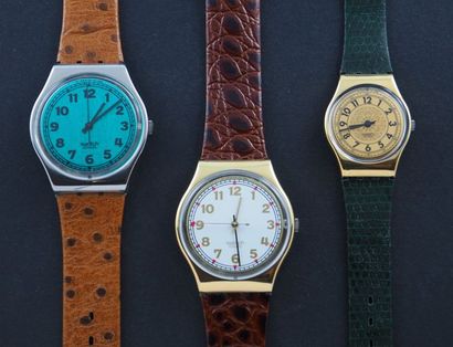 null SWATCH, lot de 3 montres comprenant les modèles suivants :

-Greenie (Bracelet...