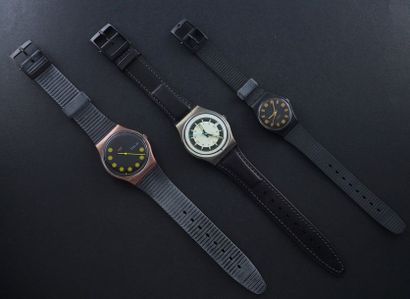 null SWATCH, lot de 3 montres comprenant les modèles suivants :

-Bright Lights (Jours...