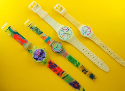 null SWATCH, lot de 4 montres comprenant les modèles suivants :

-Robin (Bracelet...