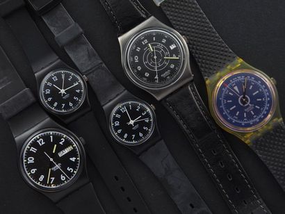 null SWATCH, lot de 5 montres comprenant les modèles suivants :

-Knight of the Night...