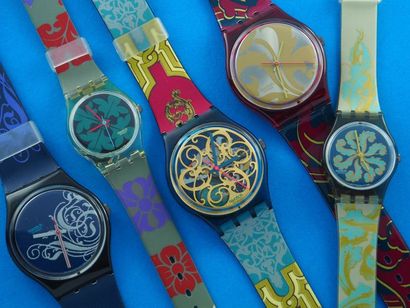 null SWATCH, lot de 5 montres comprenant les modèles suivants :

-Tristan (Bracelet...