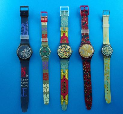 null SWATCH, lot de 5 montres comprenant les modèles suivants :

-Tristan (Bracelet...