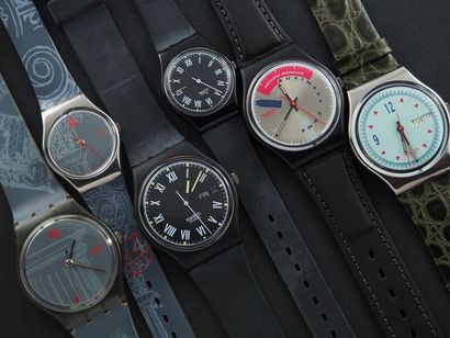 null SWATCH, lot de 6 montres comprenant les modèles suivants :

-Obelisque (Bracelet...