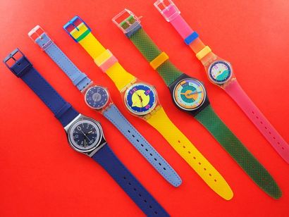 null SWATCH, lot de 5 montres comprenant les modèles suivants :

-Be Bop (Bracelet...