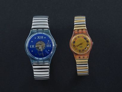 null SWATCH, lot de 2 montres comprenant les modèles suivants :

-Saphire Shade (Bracelet...