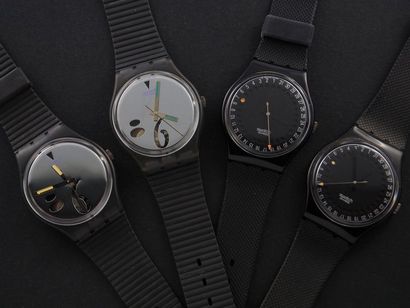 null SWATCH, lot de 4 montres comprenant les modèles suivants :

-High Beam (Aiguille...