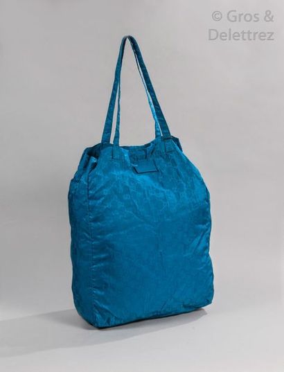 GUCCI Sac cabas pliant en nylon GG Suprême bleu dur, double anse, fermeture scratch,...