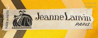 Jeanne LANVIN circa 1970 Robe du soir en satin multicolore à dominante jaune kaki...