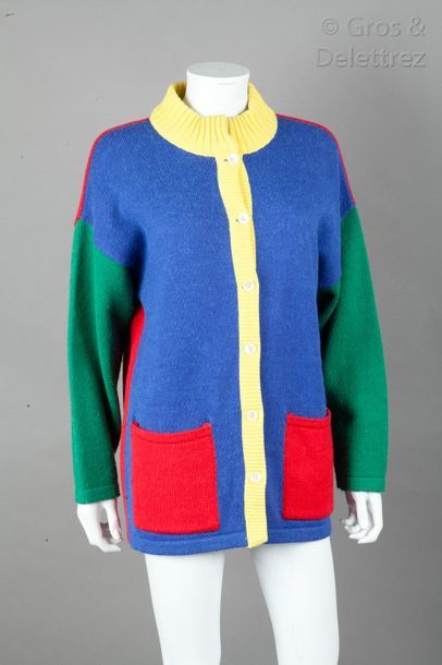 Jean Charles de CASTELBAJAC pour KO & CO Cardigan en laine, color block, col montant,...