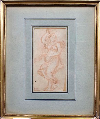  ROBERT Hubert (1733-1808) : Figure allégorique. Plume et encre brune sur contrépreuve... Gazette Drouot
