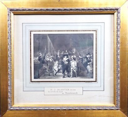  SLUYTER Dirk-Jurriaan (1811-1886) : La ronde de nuit d'après Rembrandt. Encre et... Gazette Drouot