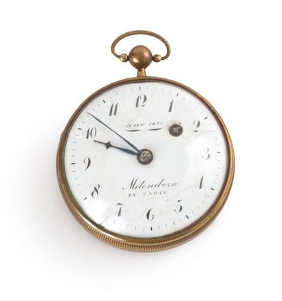 null MITENDERO en CADIX 1817.

MONTRE DE GOUSSET en métal, fond blanc, avec deux...