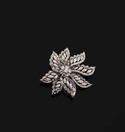 null SPINDLE with foliage decoration in platinum 925MM covered with round-cut diamonds,...
