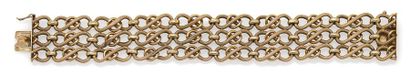 null Flexible gold BRACELET (750%). Made up of three lines of knot-shaped links....