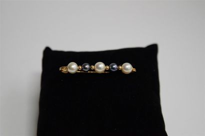 null BROCHE en or (750) sertie de perles (blanches, grises et dorées).
Poids total:...