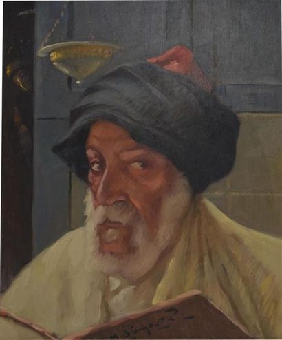 null Maurice BISMOUTH (1891-1965)
Portrait d'homme dans une synagogue à Tunis
Huile...