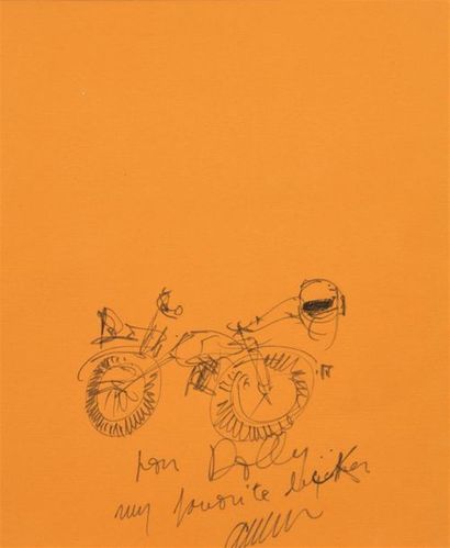 null Fernandez ARMAN (1928-2005)
Moto
Feutre noir sur papier orangé signé en bas...