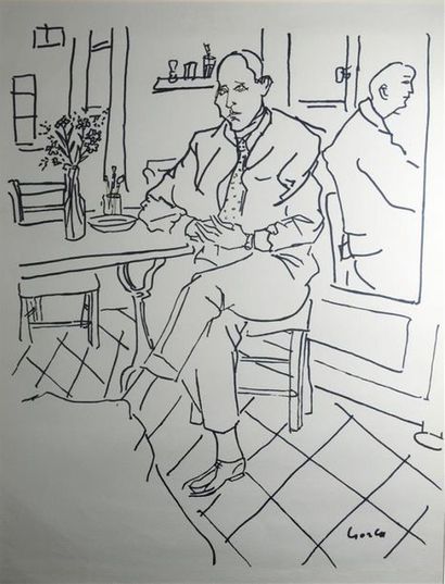 null Abdelaziz GORGI (Tunis 1928-2008), 
Homme assis dans un intérieur
Encre signée...