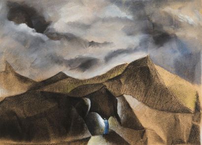 null Paul ACKERMMAN (1908 - 1981)
Paysage de montagne
Fusain, gouache signé en bas...