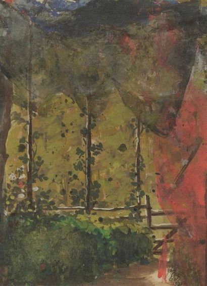 null Eugène Gustavovitch BERMAN (1899-1972)
Paysage au jardin, 1937
Gouache sur papier...