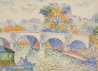 null Lucien NEUQUELMAN (1909-1988)
Quais de Paris, le Pont Neuf, 
Aquarelle, signée...
