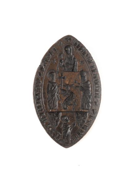 null Sceau d'Ottaviano, abbé de Saint André in Flumine. Italie, Latium, XIVe s.
Bronze,...