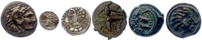 Lot six antique coins:
Drachma of Alexander...