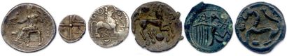 null Lot six monnaies antiques : 	
Drachme d'Alexandre le Grand roi de Macédoine...