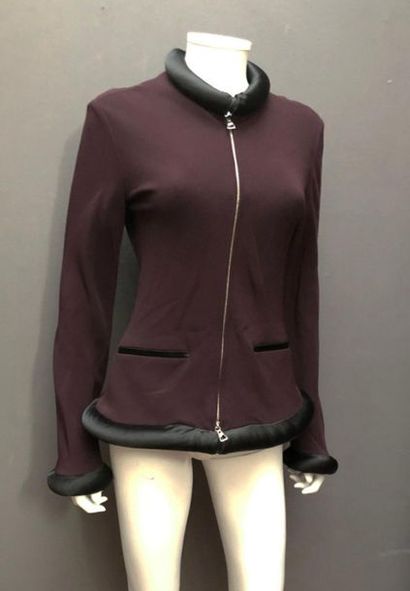 null JEAN PAUL GAUTHIER : Jacket in aubergine wool with magnetic collar and cuffs,...