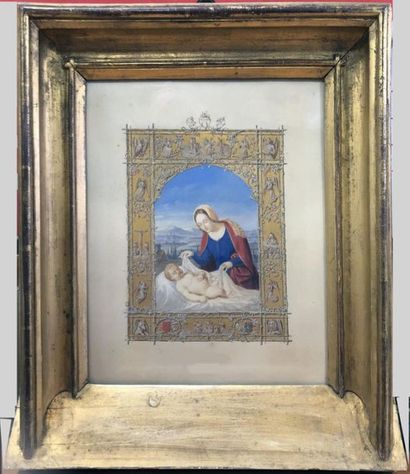 null Charles De brou (actif au XIXème siècle)
Vierge à l'enfant, 1841
Gouache signée...