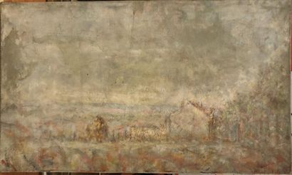 null Paul KRON (1869-1936)
Paysage 
Huile sur toile signée en bas à droite et datée...