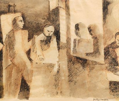 null Paul ACKERMMAN (1908 - 1981)
L'atelier
Encre et lavis et gouache signé en bas...