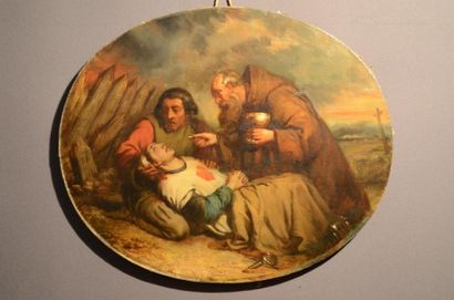 null Claude JACQUAND (1804-1878)
Moines et templier, 1833
Huile sur toile ovale signée...