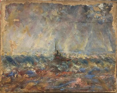 null Paul KRON (1869-1936)
Barque 
Huile sur toile signée en bas à gauche
 34 x 41...