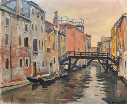null Takanori OGUISS (1901-1986)
Venezia, Rio delle mosche, ponte di legno
Huile...