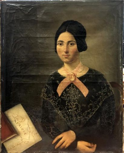 null Ecole Française ou Anglaise vers 1830-1840
Portrait de jeune femme de l'Ile...